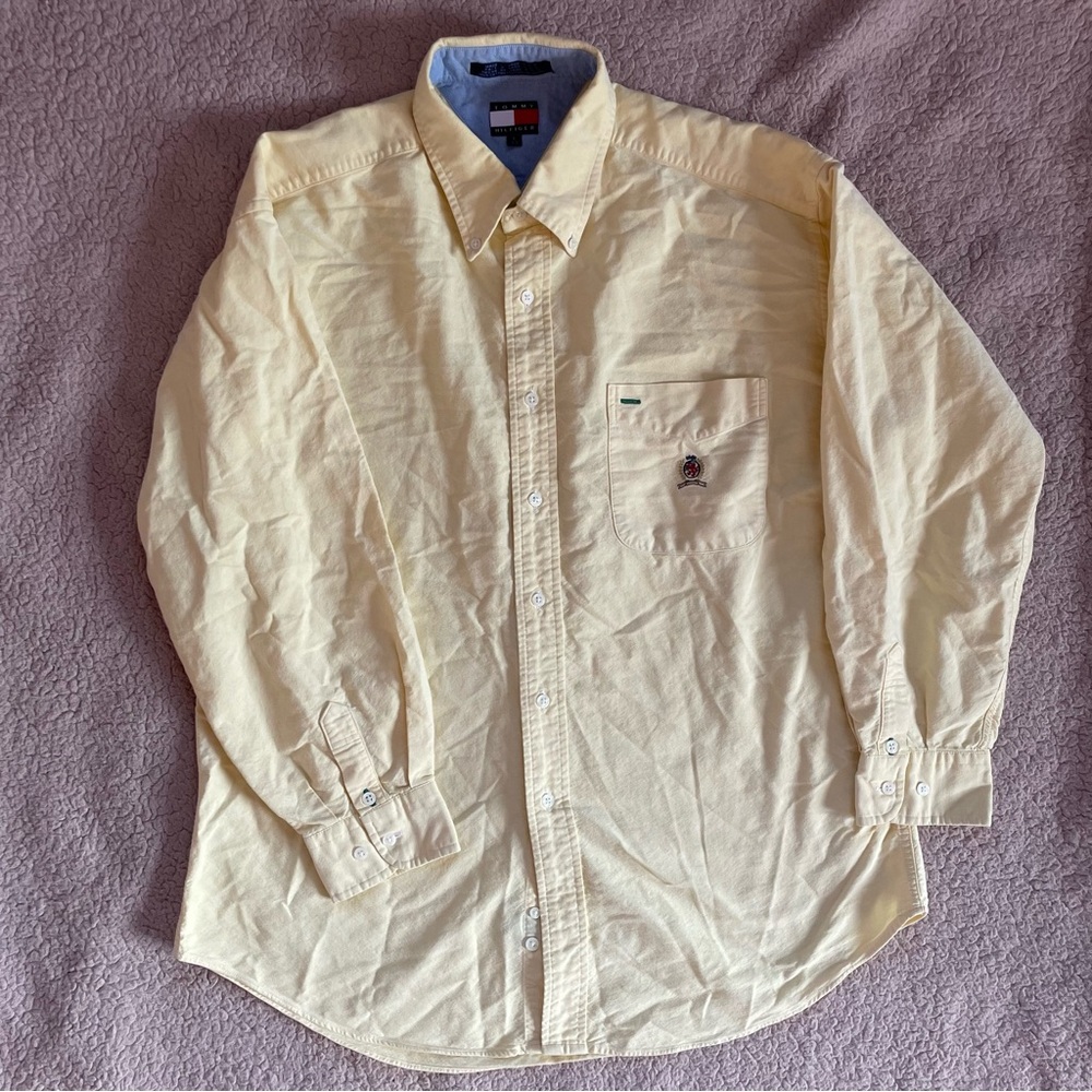 Vintage Tommy Hilfiger yellow casual button down shirt